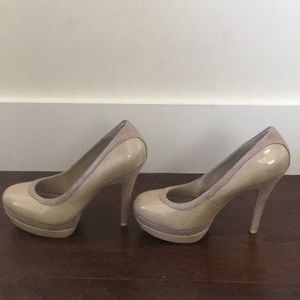 Beige Platform Pumps